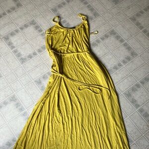 Banana Republic Yellow Knit spaghetti strap maxi Dress